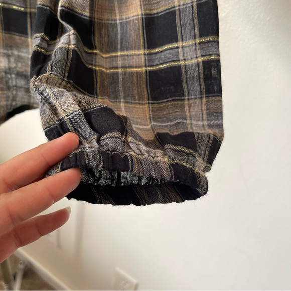 Sundance Plaid button down blouse size Medium gauze fabric - Picture 3 of 5